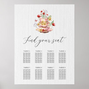 Elegante Wildflower Bridal Tea Party Zitkaart Poster