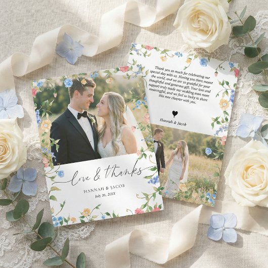Elegante Wildflower Bruiloft Bedankkaart