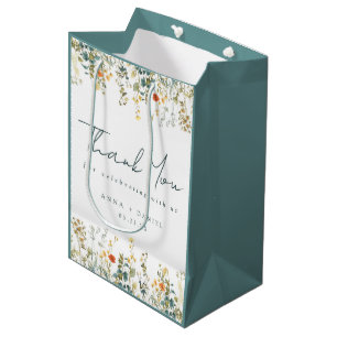 Elegante Wildflower bruiloft dank u Medium Cadeauzakje