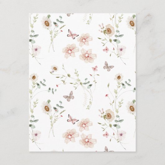 Elegante Wildflower bruiloft details Informatiekaartje (Achterkant)