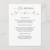 Elegante Wildflower bruiloft details Informatiekaartje (Voorkant)