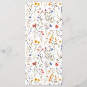 Elegante wildflower bruiloft menukaart (Achterkant)