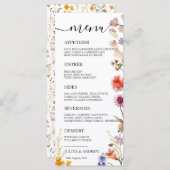 Elegante wildflower bruiloft menukaart (Voorkant / Achterkant)