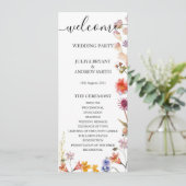 Elegante wildflower bruiloft programmakaart (Staand voorkant)
