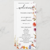 Elegante wildflower bruiloft programmakaart (Voorkant / Achterkant)