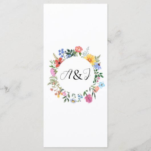 Elegante Wildflower bruiloft receptie Menu (Achterkant)