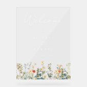 Elegante Wildflower bruiloft Welkom Acryl Bord (Voorkant)
