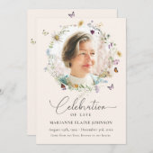Elegante Wildflower Celebration of Life Memorial Kaart (Voorkant / Achterkant)