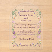 Elegante Wildflower Clear Acryl Huwelijksuitnodigi Acryl Uitnodigingen (Voorkant)