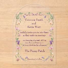 Elegante Wildflower Clear Acryl Huwelijksuitnodigi Acryl Uitnodigingen