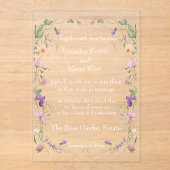 Elegante Wildflower Clear Acryl Huwelijksuitnodigi Acryl Uitnodigingen (Voorkant)