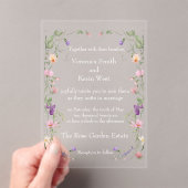 Elegante Wildflower Clear Acryl Huwelijksuitnodigi Acryl Uitnodigingen (Insitu (Draagbaar))