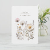 Elegante Wildflower Corner Style Chic Wedding Kaart (Staand voorkant)