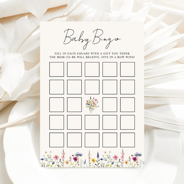 Elegante Wildflower Cream Baby shower Bingo Kaart (Creator heeft geüpload)