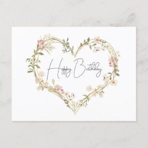 Elegante Wildflower Cream Roze Hart Gelukkige Verj Briefkaart