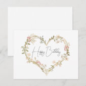 Elegante Wildflower Cream Roze Hart Gelukkige Verj Briefkaart (Voorkant / Achterkant)