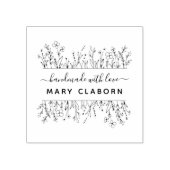Elegante Wildflower Custom Naam Handgemaakt Met Li Rubberstempel (Afrduk)