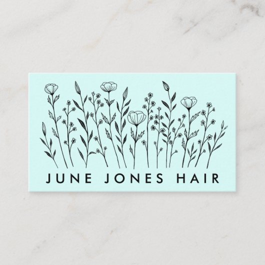 Elegante Wildflower Custom QR Code Sociale Pictogr Visitekaartje (Voorkant)