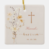 Elegante Wildflower doop / doop Keepsake Keramisch Ornament (Voorkant)