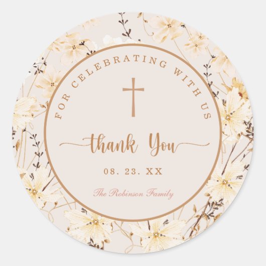 Elegante Wildflower doop / doop Sticker (Voorkant)