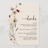 Elegante Wildflower Drinken bruiloft Menu (Voorkant)