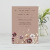 Elegante Wildflower Fall Wedding Kaart (Staand voorkant)