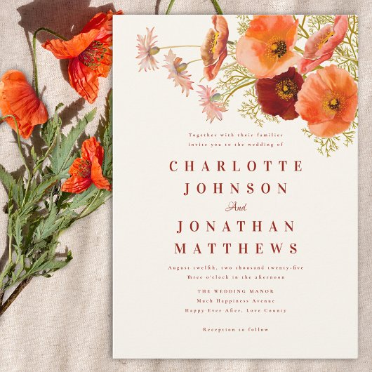 Elegante Wildflower Fall Wedding Kaart