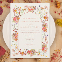 Elegante Wildflower Fall Wedding Kaart