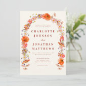 Elegante Wildflower Fall Wedding Kaart (Staand voorkant)