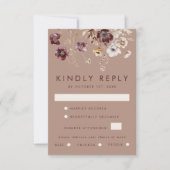 Elegante Wildflower Fall Wedding RSVP Kaartje (Voorkant)