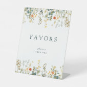 Elegante Wildflower Favors Reclamebord Met Voetstuk (Voorkant)