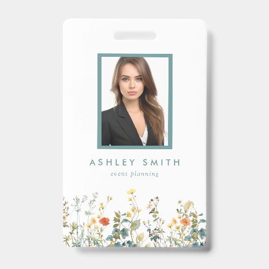 Elegante Wildflower Field ID-badge Badge (Voorzijde)