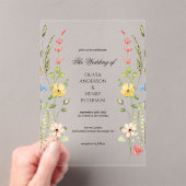 Elegante Wildflower Floral Garden Spring Wedding Acryl Uitnodigingen (Insitu (Draagbaar))