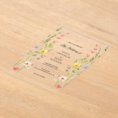 Elegante Wildflower Floral Garden Spring Wedding Acryl Uitnodigingen (Laagn)