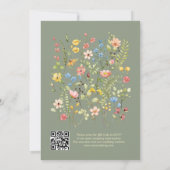 Elegante Wildflower Floral Sage QR Code Wedding Kaart (Achterkant)