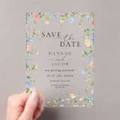 Elegante Wildflower Floral Wedding Save the Date Acryl Uitnodigingen (Insitu (Draagbaar))