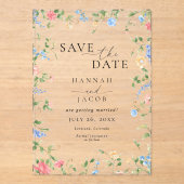 Elegante Wildflower Floral Wedding Save the Date Acryl Uitnodigingen (Voorkant)