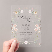 Elegante Wildflower Floral Wedding Save the Date Acryl Uitnodigingen (Insitu (Draagbaar))