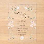 Elegante Wildflower Floral Wedding Save the Date Acryl Uitnodigingen (Voorkant)