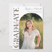 Elegante Wildflower Foto Afstudeerfeest Kaart (Voorkant)