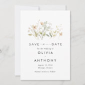 Elegante Wildflower foto bruiloft Save The Date (Voorkant)