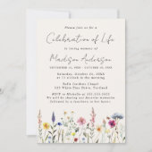 Elegante Wildflower Foto Viering van het Leven Kaart (Voorkant)