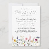 Elegante Wildflower Foto Viering van het Leven Kaart (Voorkant)