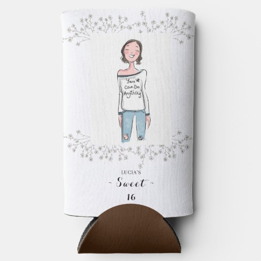 Elegante Wildflower Foto Zoet 16 Verjaardag Seltzer Blikjeskoeler (Voorkant)