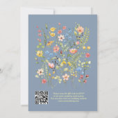 Elegante Wildflower Garden Blue QR Code Wedding Kaart (Achterkant)