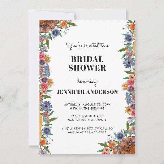 Elegante Wildflower Garden Boho Chic Vrijgezellenf Kaart (Voorkant)