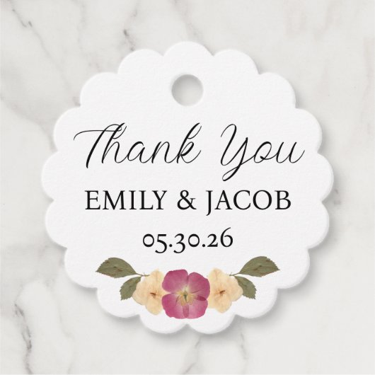 Elegante Wildflower Garden Boho Wedding Bedankt Bedankjes Labels (Voorkant)