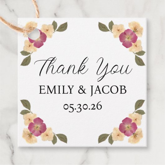 Elegante Wildflower Garden Boho Wedding Bedankt Bedankjes Labels (Voorkant)