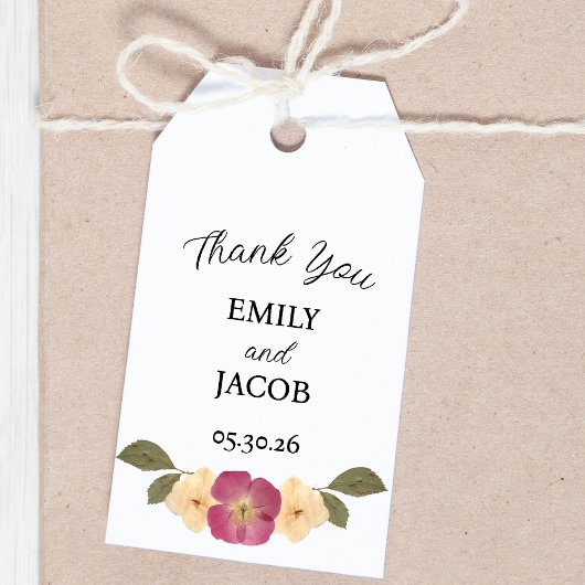 Elegante Wildflower Garden Boho Wedding Bedankt Cadeaulabel