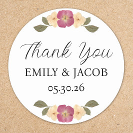 Elegante Wildflower Garden Boho Wedding Bedankt Ronde Sticker